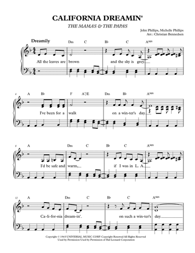 California Dreamin' (arr. Christian Bennedsen)