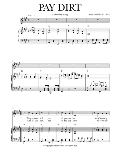 Pay Dirt - country song for voice and piano (with chords)