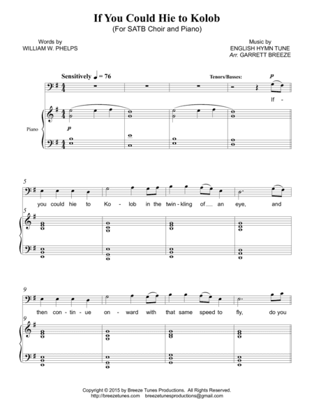 If You Could Hie to Kolob (SATB) (arr. Garrett Breeze)