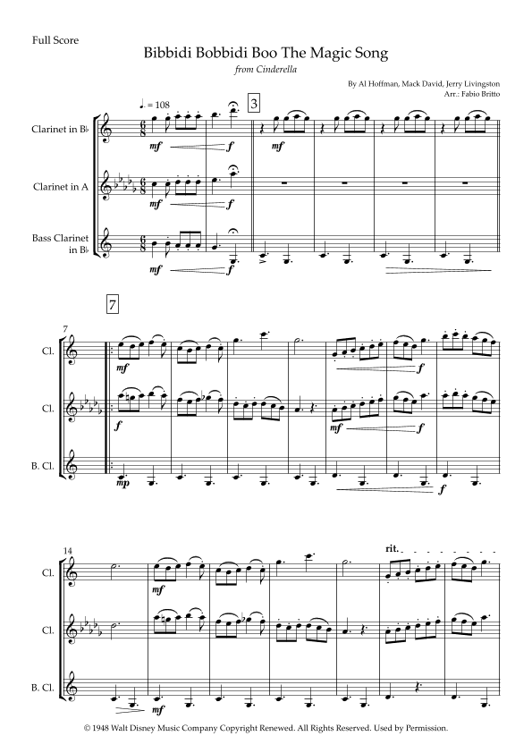 Bibbidi-bobbidi-boo (the Magic Song) (arr. Fabio Britto)