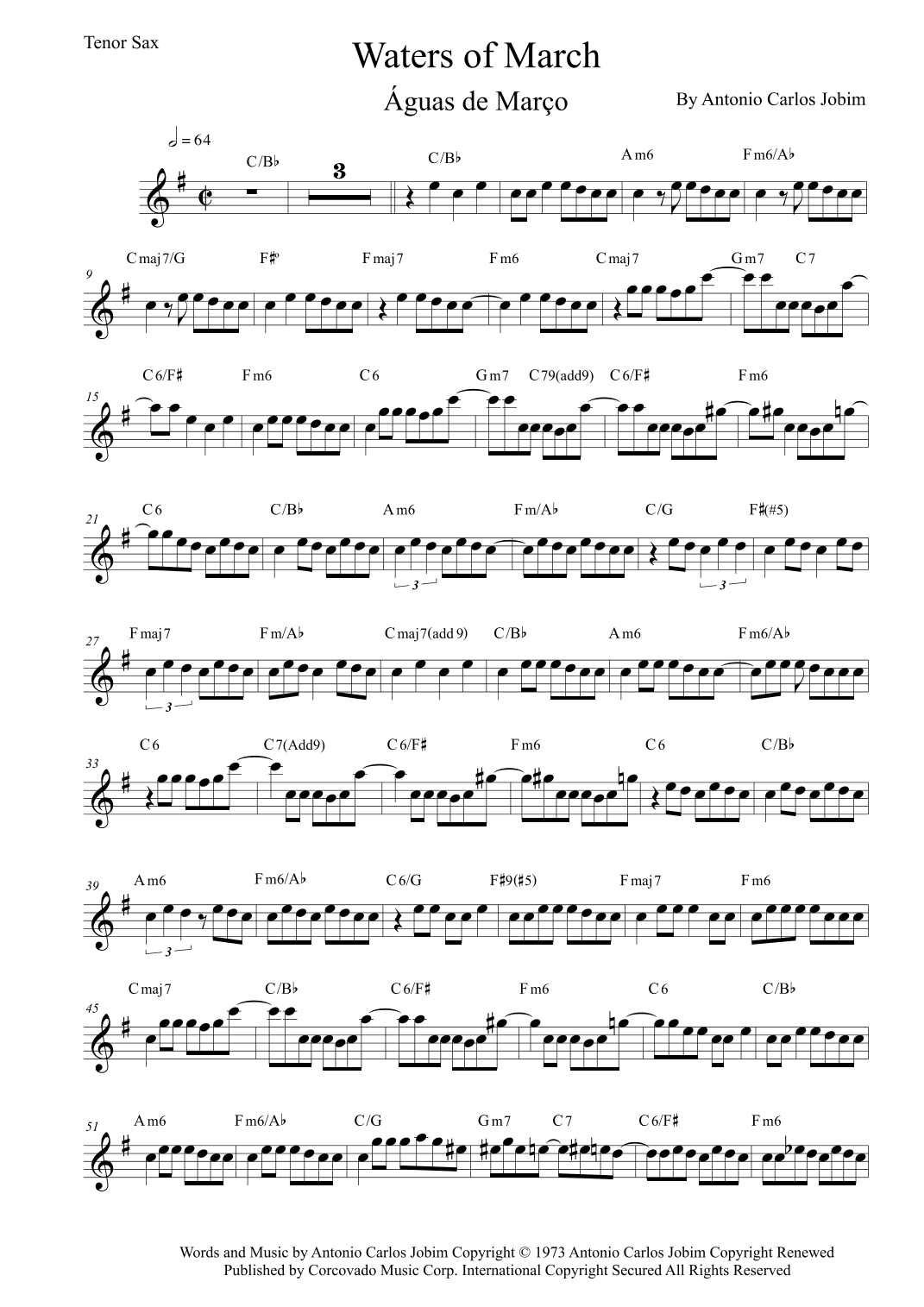 Águas De Março (waters Of March) (arr. Leo Silva)