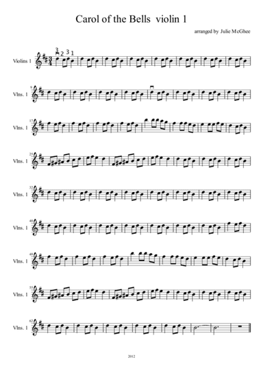 Carol of The Bells for Strings (Violin 1) (arr. Julie McGhee)