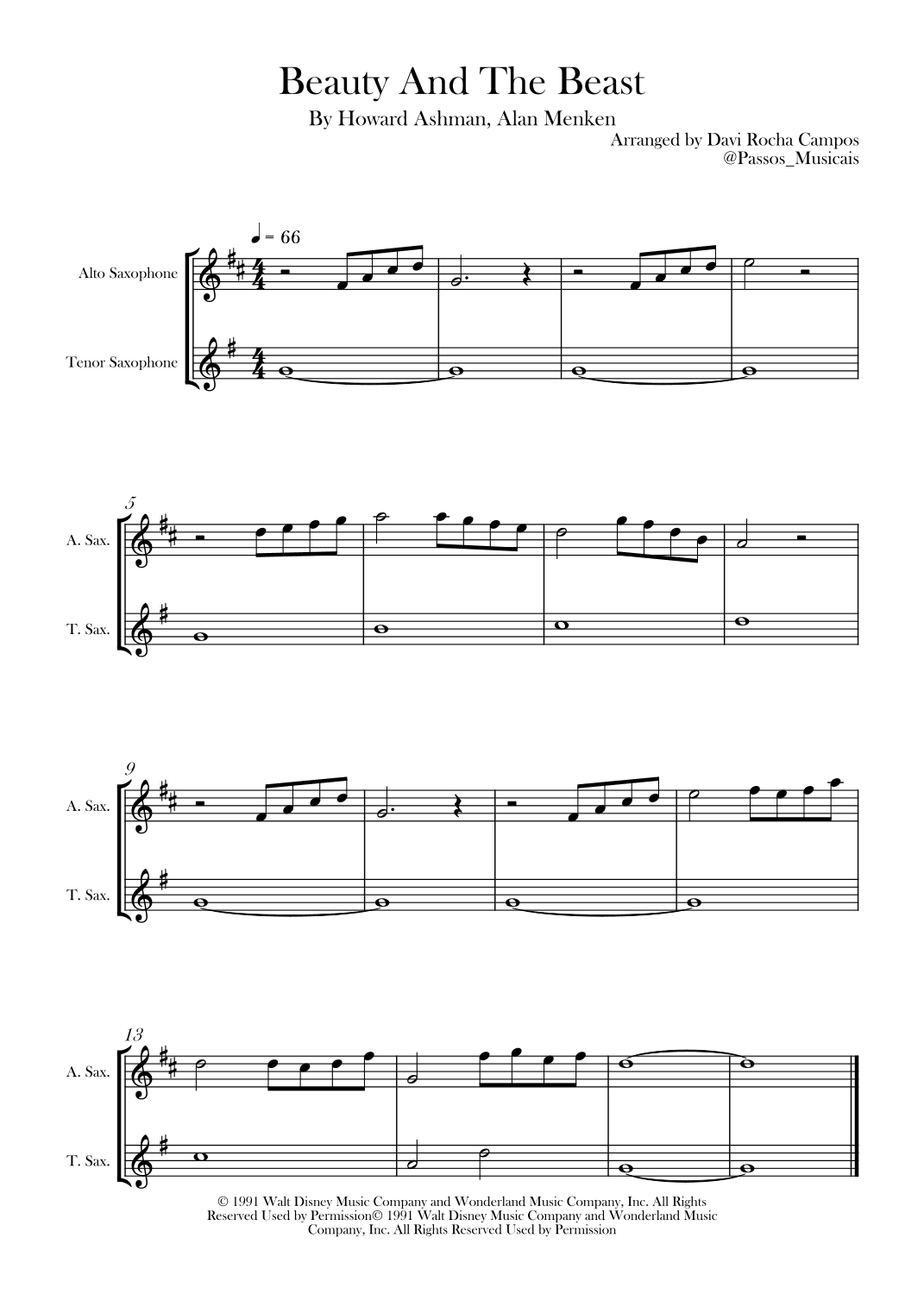 Beauty And The Beast (arr. Davi Rocha Campos)