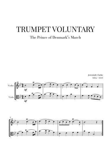 Trumpet Voluntary (The Prince of Denmark's March) for Violin and Viola (arr. Cadenza Editions)