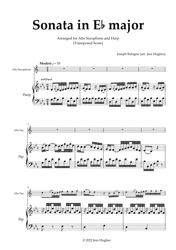 Sonata (i. Andante) (arr. for E-flat saxophone and harp) (arr. Jess Hughes)