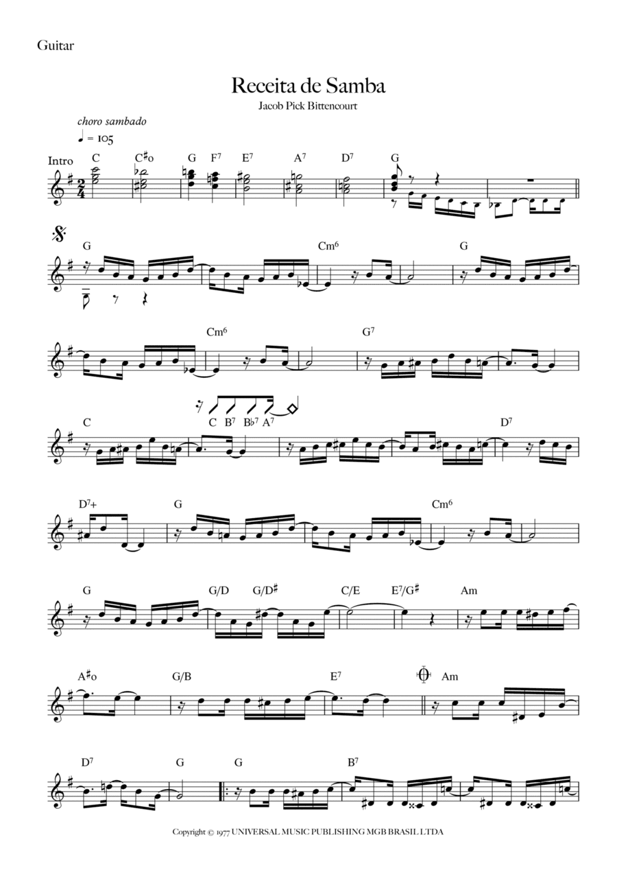 Receita De Samba (arr. Fabio Carrilho)