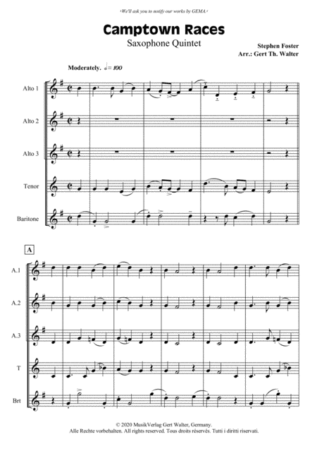 Camptown Races (arr. Gert Th. Walter)