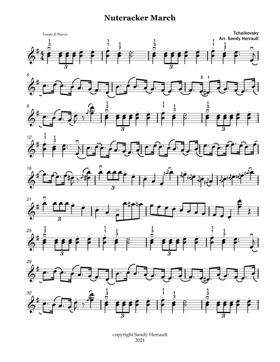 March from the Nutcracker Suite, Intermediate Violin (arr. Sandy Herrault)