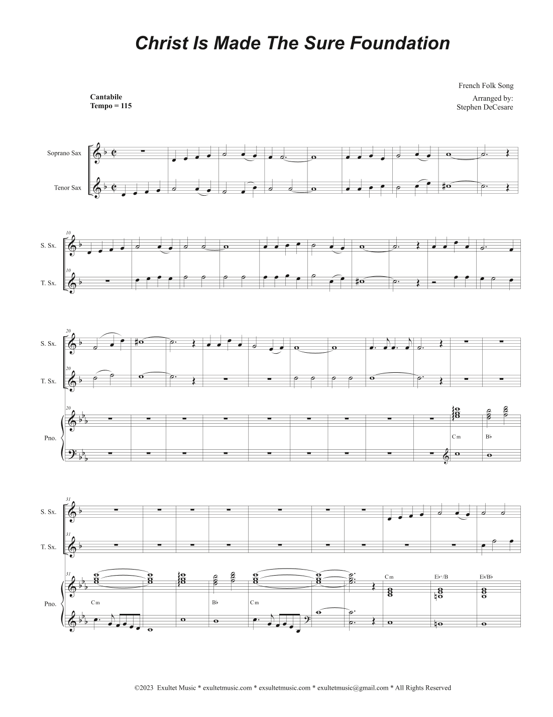 Christ Is Made The Sure Foundation (Duet for Soprano and Tenor Saxophone) (arr. Stephen DeCesare)