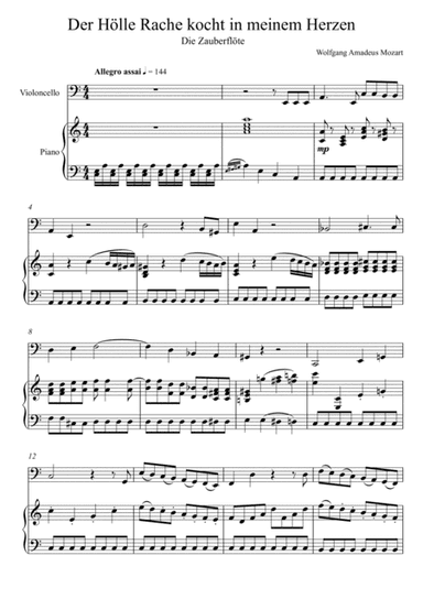 W.A Mozart - Der Hölle Rache kocht in meinem Herzen (Die Zauberflöte) Violoncello Solo (arr. André Laitano)