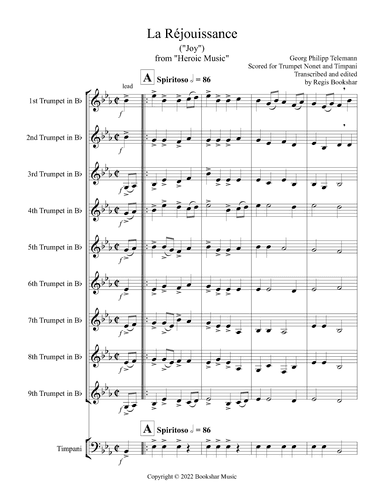 La Rejouissance (from "Heroic Music") (Eb) (Trumpet Nonet, Timpani) (arr. Regis Bookshar)
