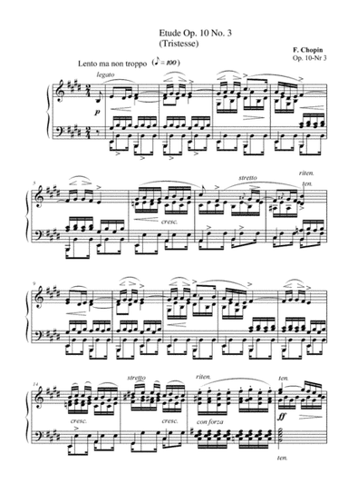Etude Op. 10 No. 3 (Tristesse) (arr. MPS)