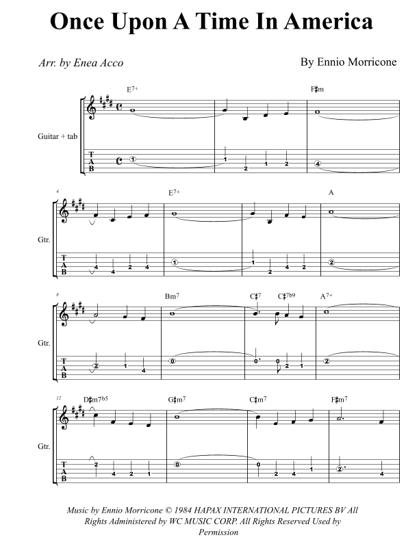 Once Upon A Time In America (arr. Enea Acco)