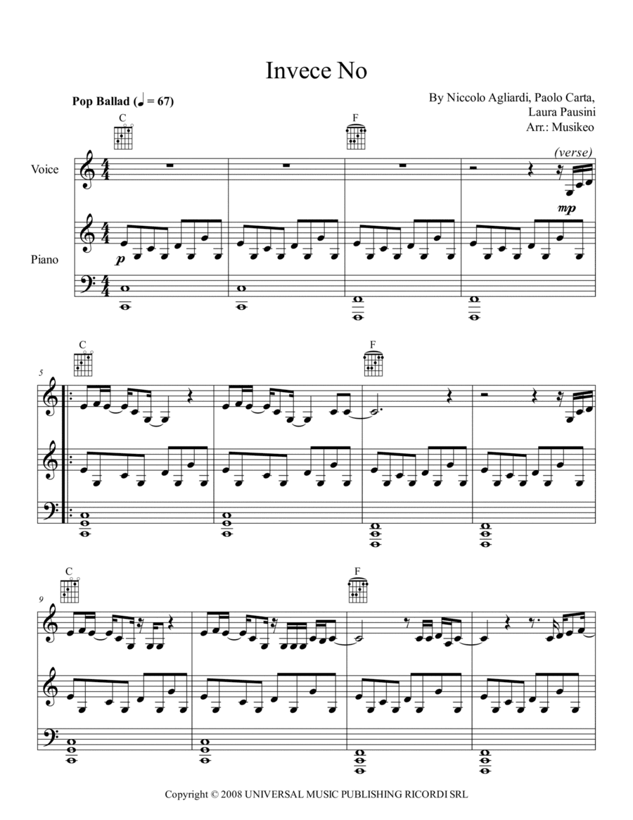 Invece No (arr. Musikeo)