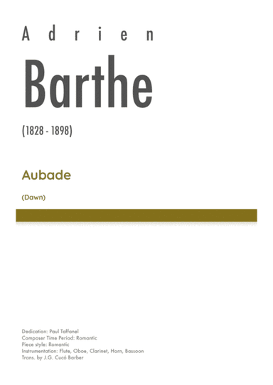 Barthe - Aubade for Wind Quintet (arr. J.G. Cucó Barber)