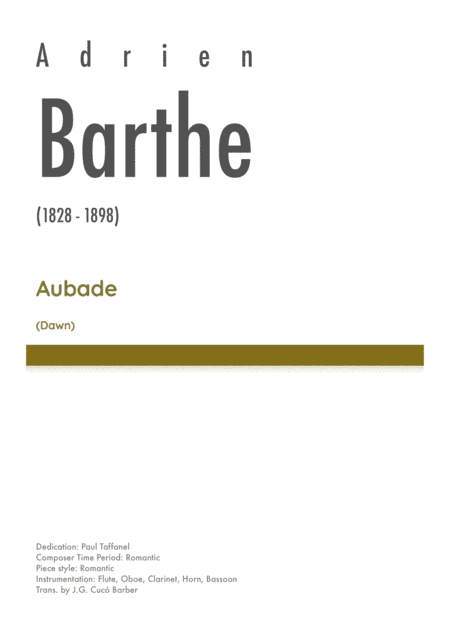 Barthe - Aubade for Wind Quintet (arr. J.G. Cucó Barber)