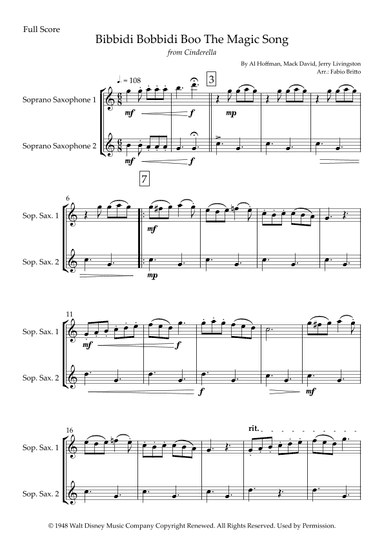 Bibbidi-bobbidi-boo (the Magic Song) (arr. Fabio Britto)
