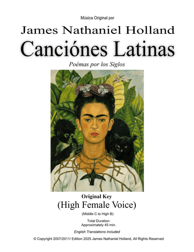 Canciones Latinas Latin Songs Art Song Cycle for Soprano in Spanish