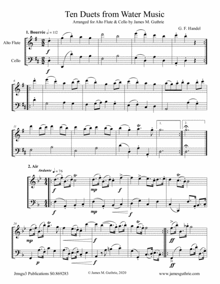 Handel: Ten Duets from Water Music for Alto Flute & Cello (arr. James M. Guthrie)
