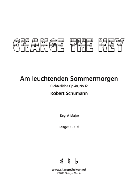 Am leuchtenden Sommermorgen - A Major (arr. Change the Key)