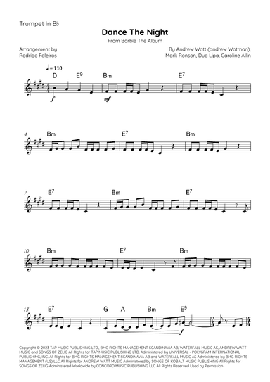 Dance The Night (arr. Rodrigo Faleiros)