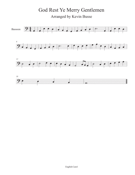 God Rest Ye Merry Gentlemen - Bassoon (arr. Kevin Busse)