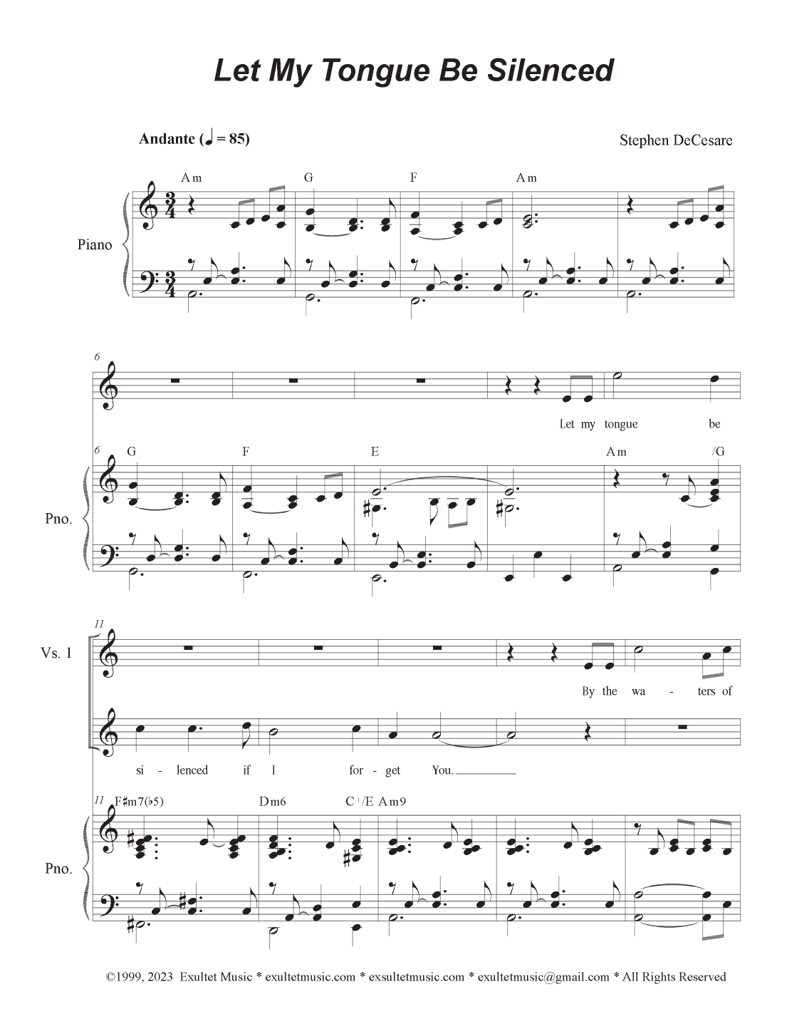 Let My Tongue Be Silenced (Vocal solo - High Key)