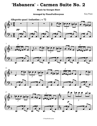 'Habanera' from Carmen - Bizet (Easy Piano) (arr. PianoForEveryone)