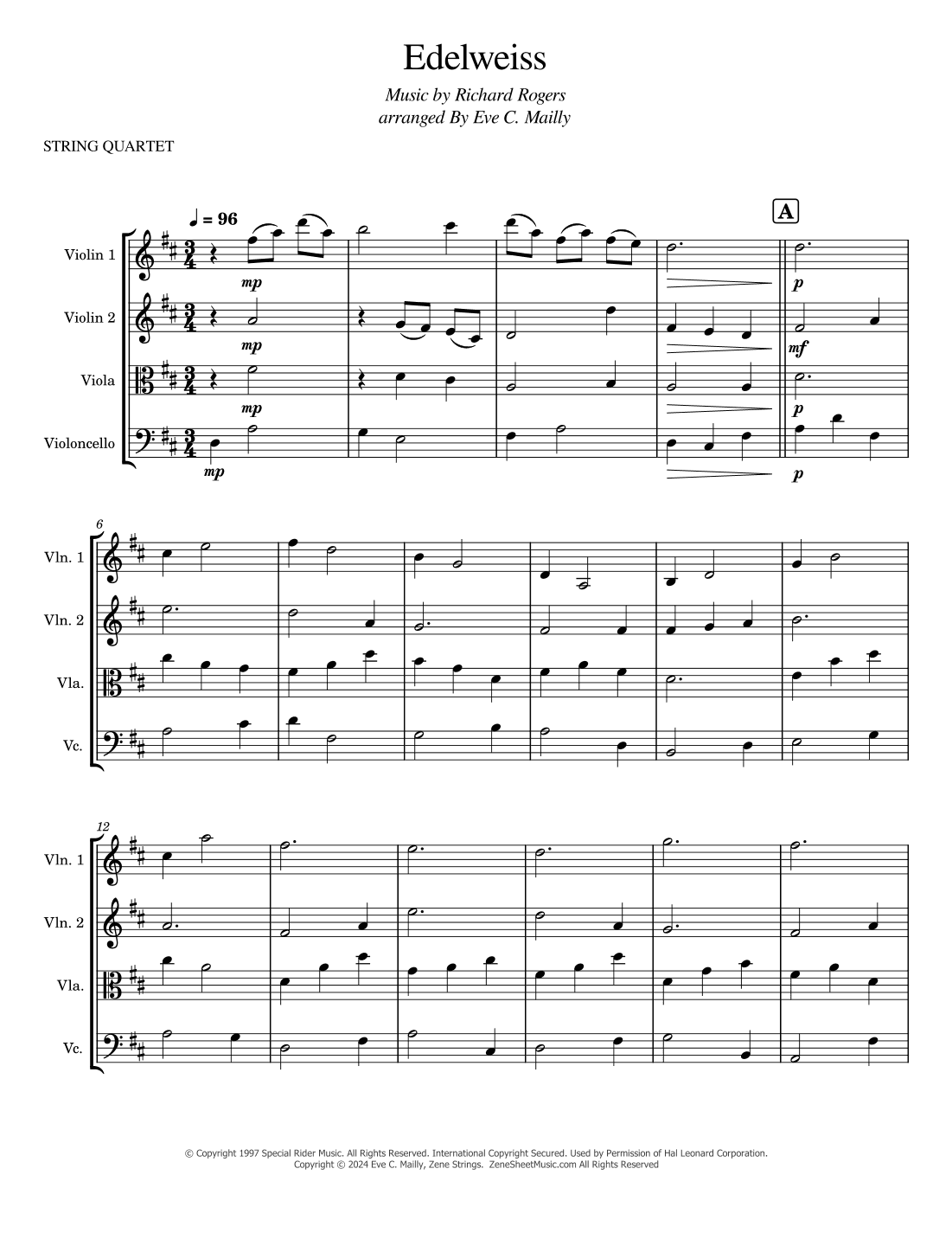 Edelweiss (arr. Eve C. Mailly - Zene Strings)