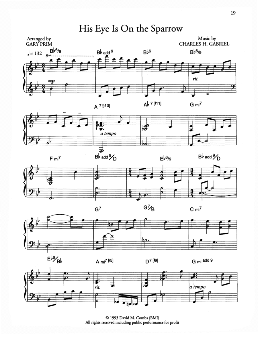 His Eye Is On the Sparrow (arr. Gary Prim)