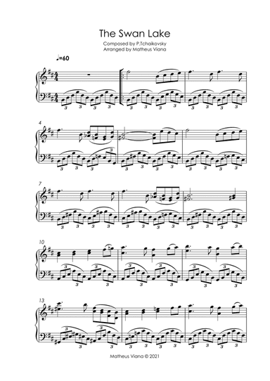 The Swan Lake (Swan Theme) - Tchaikovski (For Piano Solo / Intermediate) (arr. Matheus Viana)