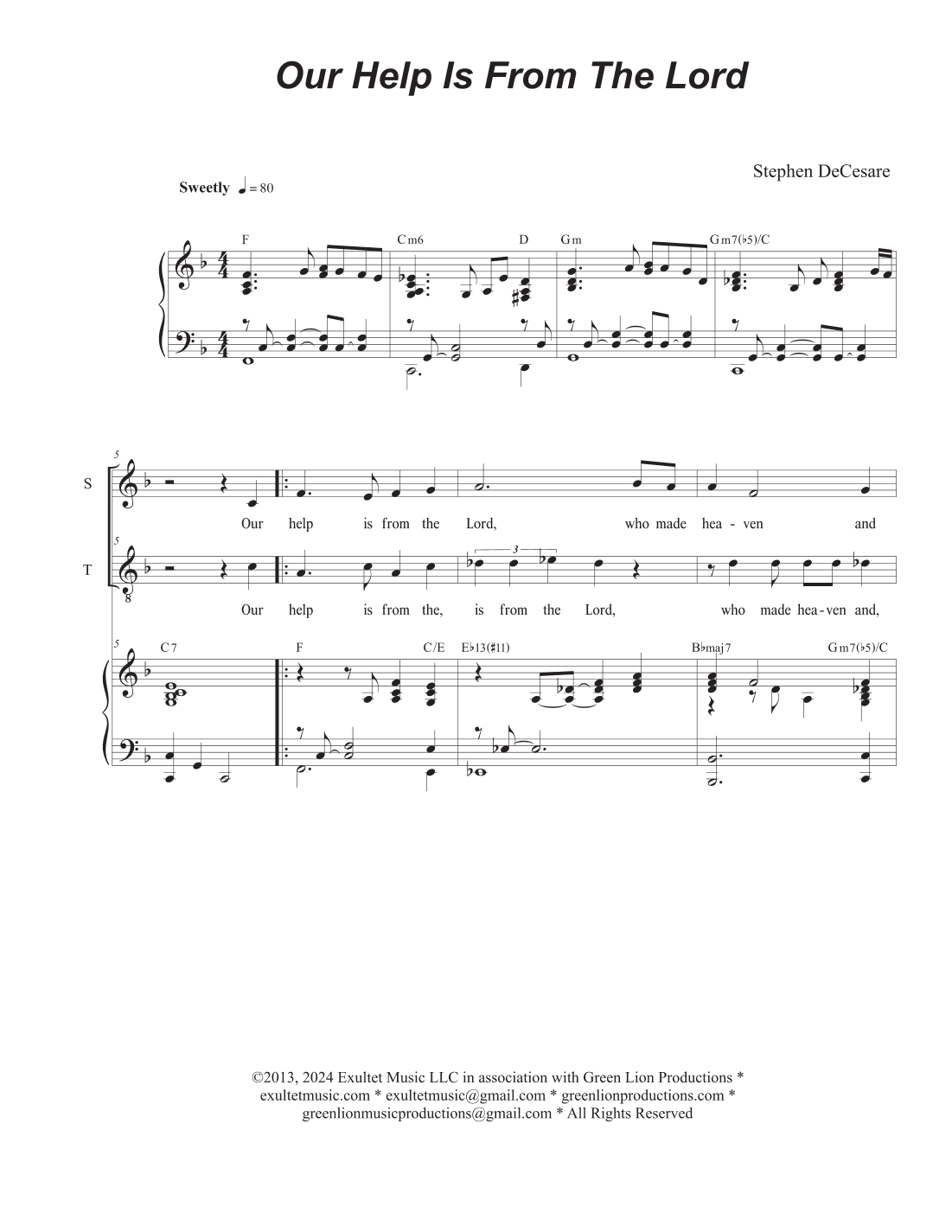 Our Help Is From The Lord (2-part choir - (Soprano and Tenor)