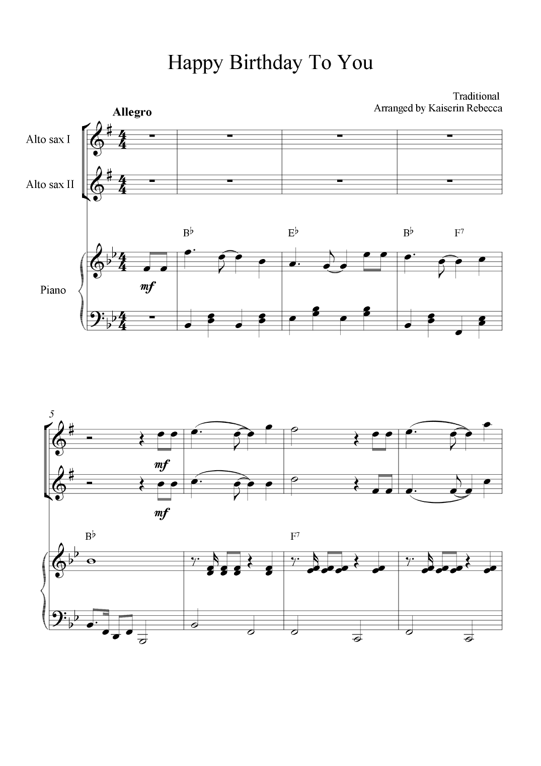 Happy Birthday To You (arr. Kaiserin Rebecca)