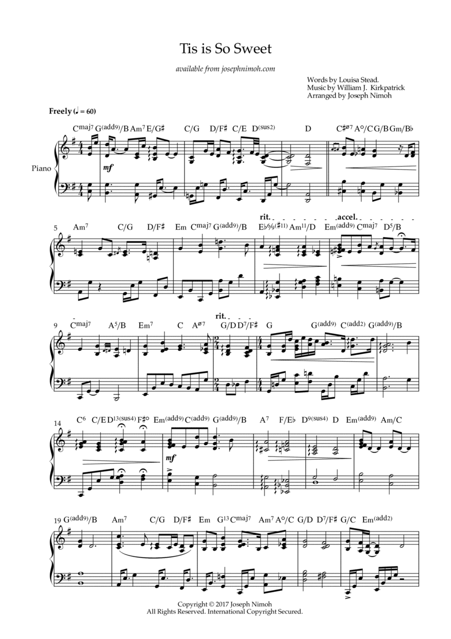 Tis So Sweet (arr. Joseph Nimoh)