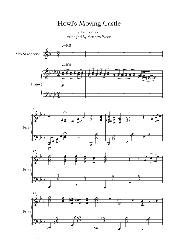 Howl's Moving Castle (arr. Sungil (Matthew) Pyeon)