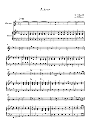 Arioso, George Frideric Handel, For Clarinet & Piano (arr. Eugene Egorov)