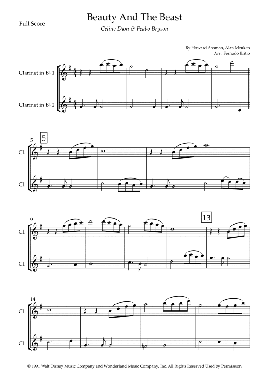 Beauty And The Beast (arr. Fernando Britto)