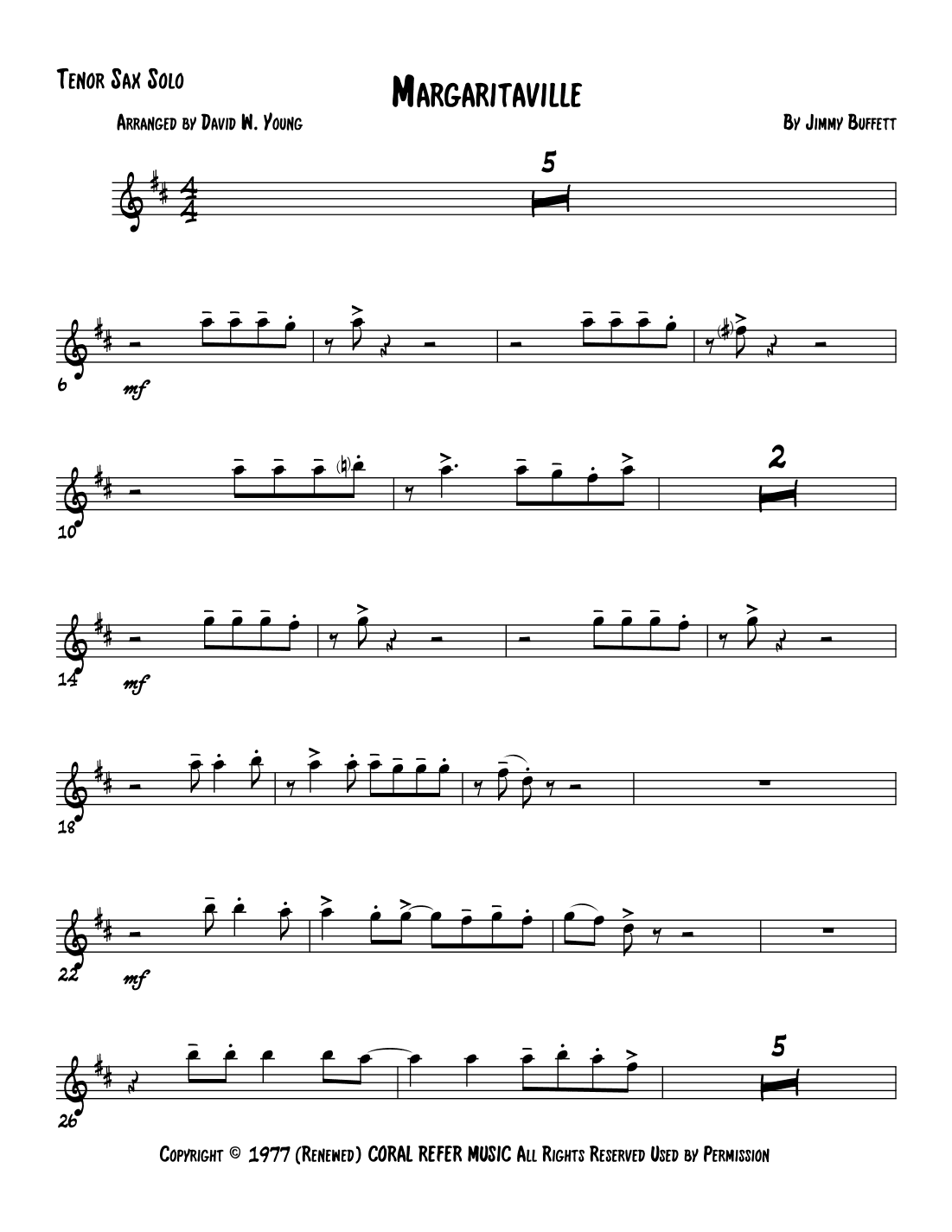 Margaritaville (arr. David W. Young)