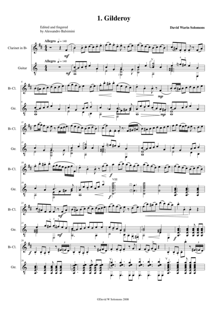 Gilderoy variations for clarinet and guitar (arr. David Warin Solomons)