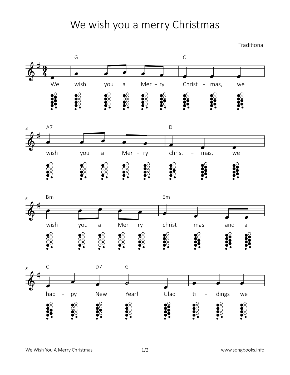 We wish you a merry Christmas (arr. songbooks.info)