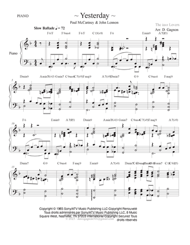 Yesterday (arr. Ar. D. Gagnon)