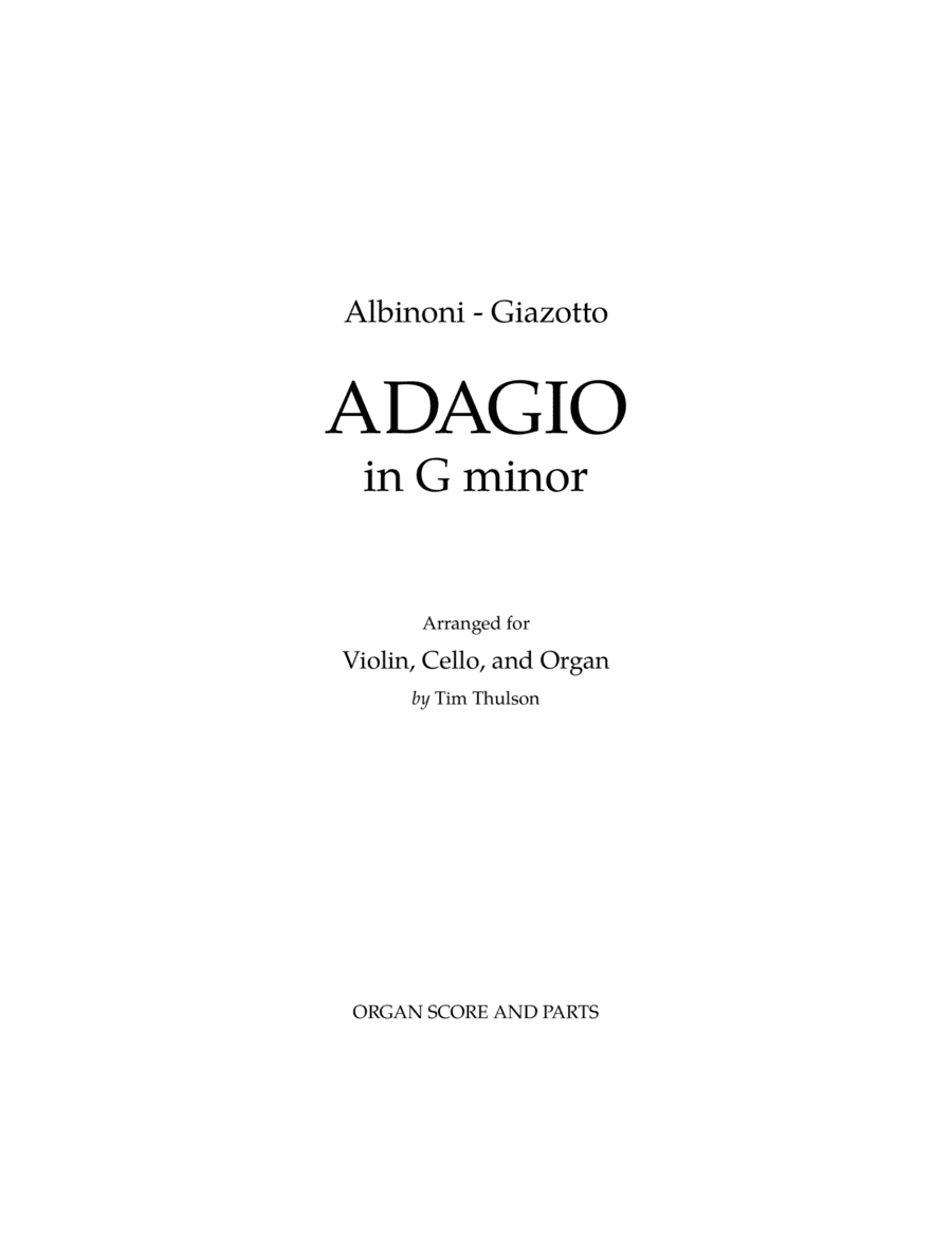 Adagio In Sol Minore (adagio In G Minor) (arr. Tim Thulson)