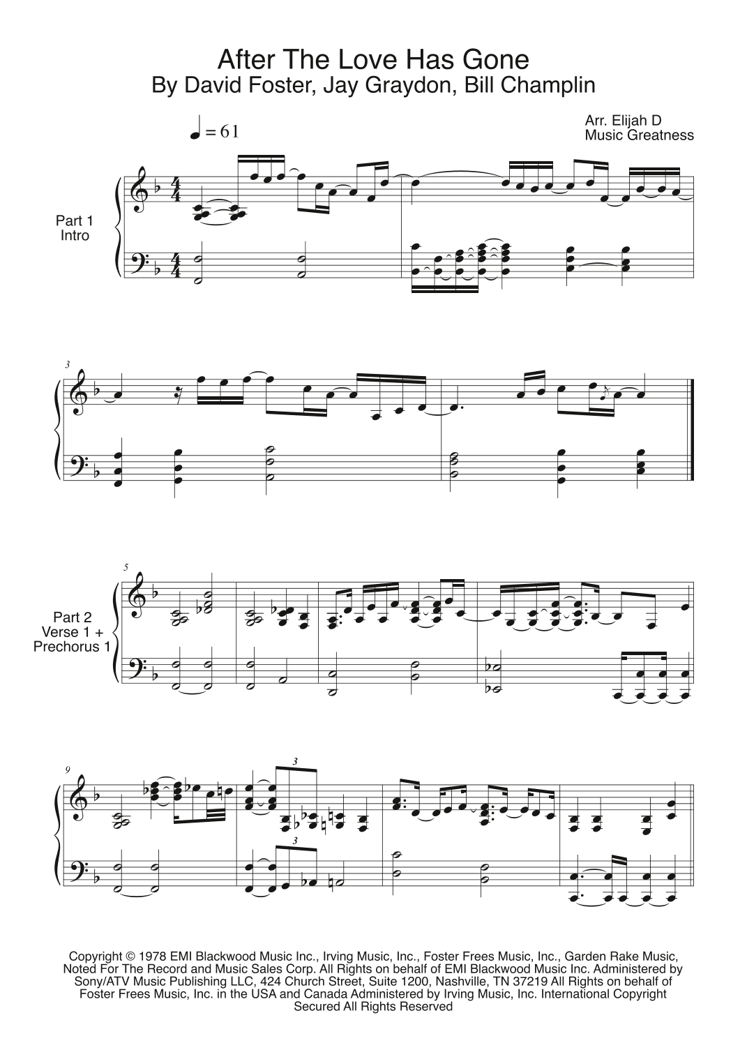 After The Love Has Gone (arr. Music Greatness)