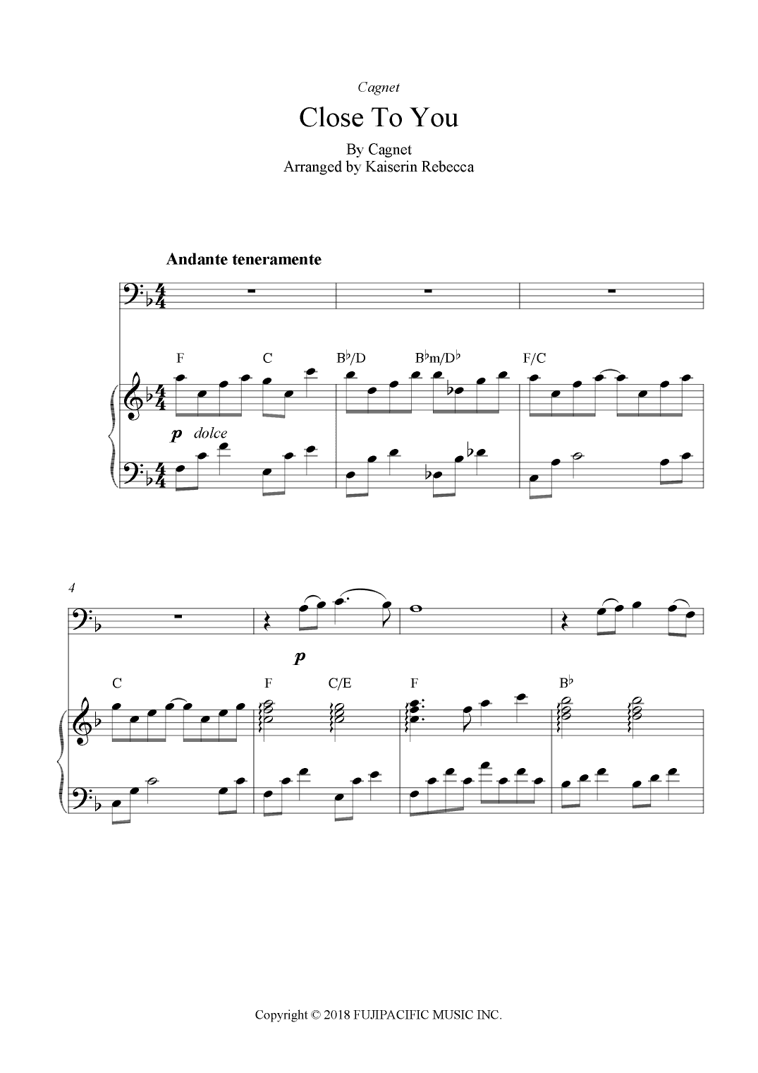 Close To You (arr. Kaiserin Rebecca)