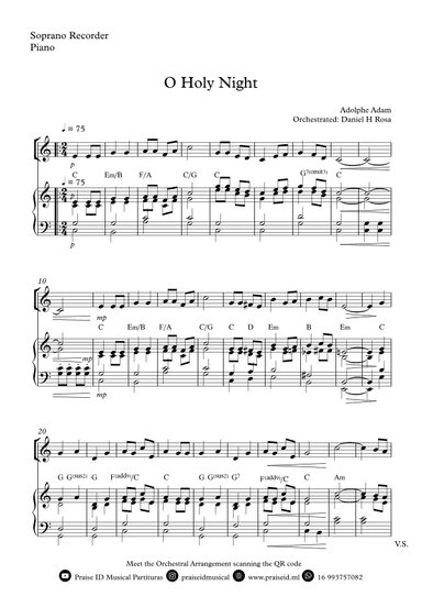O Holy NIght - Christmas Carol - Soprano Recorder and Piano (arr. Daniel H Rosa)