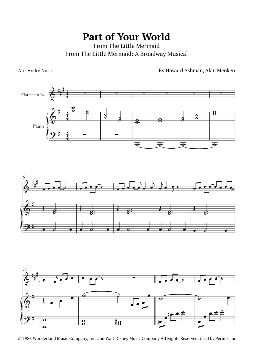 Part Of Your World (arr. André Nusa)