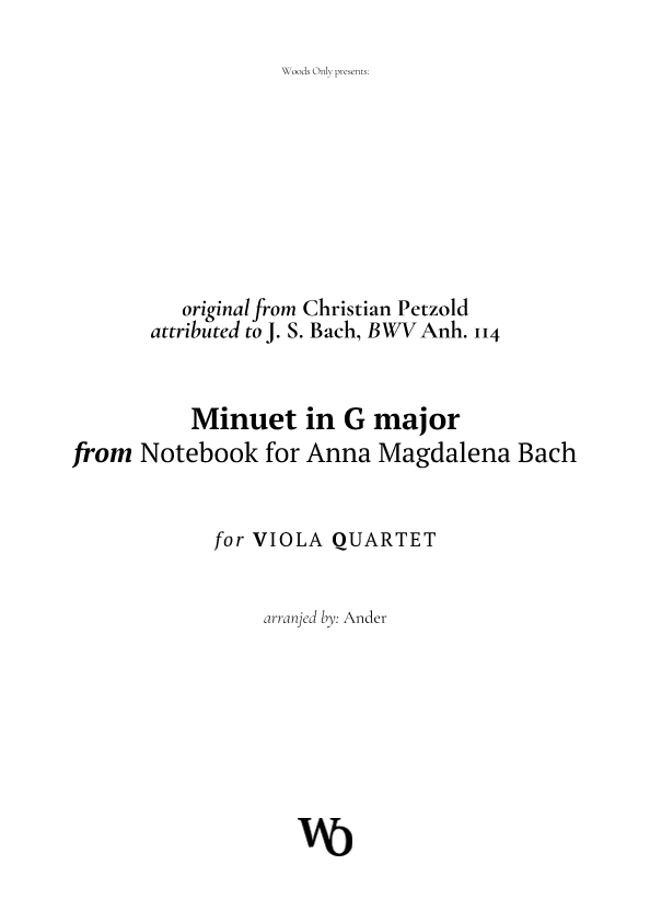 Minuet in G major by Bach for Viola Quartet (arr. Ander)