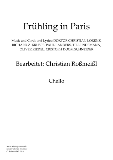Fruehling In Paris (arr. Christian Roßmeißl)