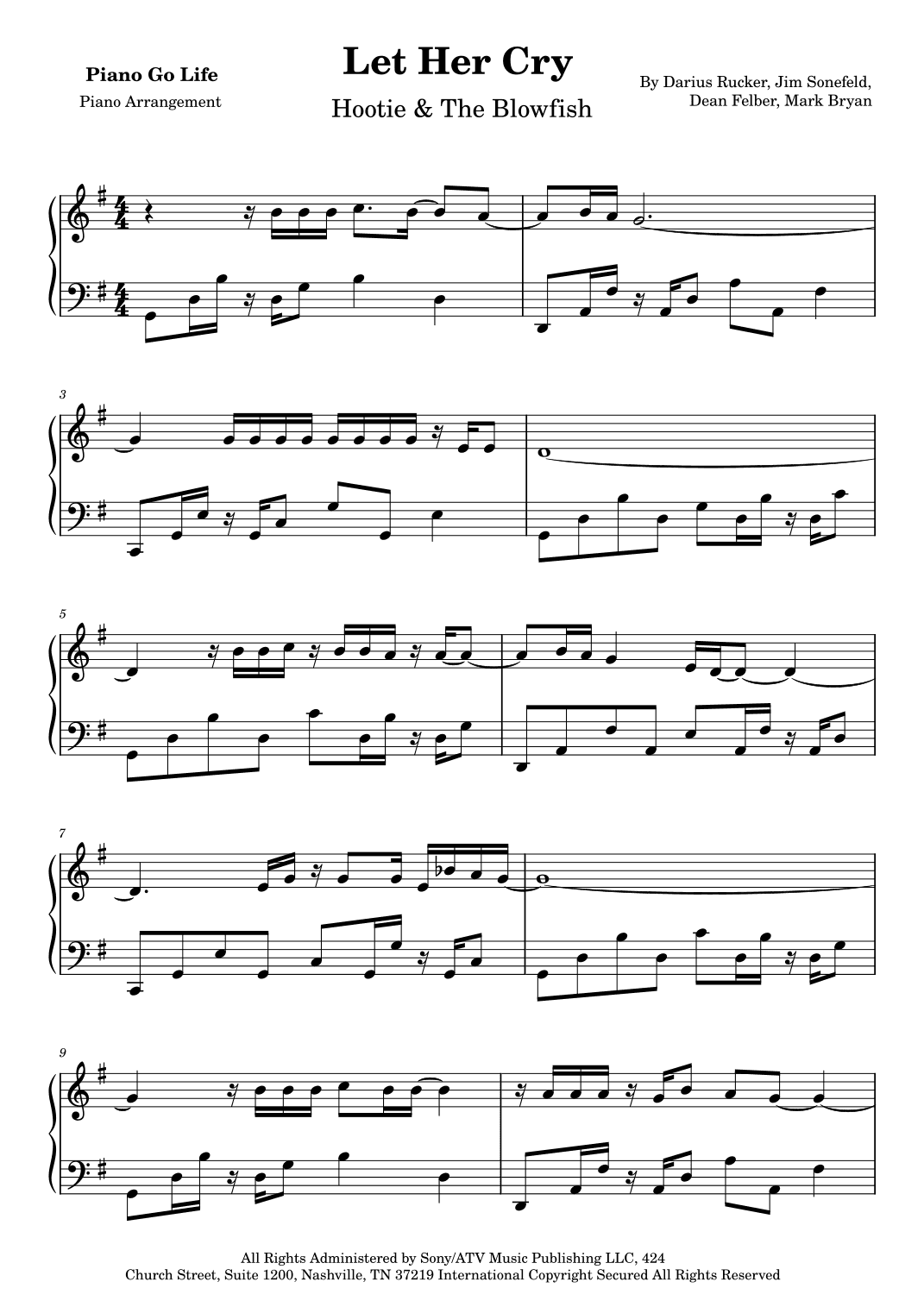 Let Her Cry (arr. Piano Go Life)
