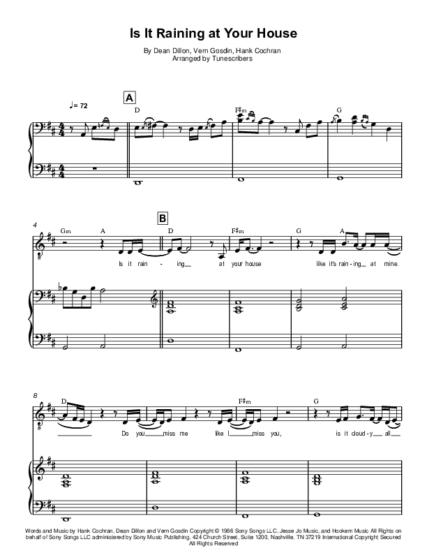 Is It Raining at Your House (arr. Tunescribers)